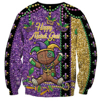Voodoo Doll Mardi Gras Sweatshirt Throw Me Something Mister Glitter Effect