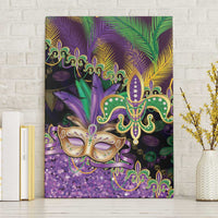 Fleur De Lis Mardi Gras Mask Canvas Wall Art 504 NOLA Carnival Feathers Glitter Effect