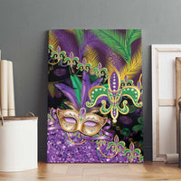 Fleur De Lis Mardi Gras Mask Canvas Wall Art 504 NOLA Carnival Feathers Glitter Effect