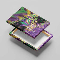 Fleur De Lis Mardi Gras Mask Canvas Wall Art 504 NOLA Carnival Feathers Glitter Effect