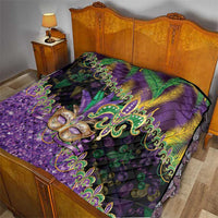 Fleur De Lis Mardi Gras Mask Quilt 504 NOLA Carnival Feathers Glitter Effect