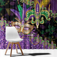 Fleur De Lis Mardi Gras Mask Window Curtain 504 NOLA Carnival Feathers Glitter Effect