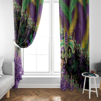 Fleur De Lis Mardi Gras Mask Window Curtain 504 NOLA Carnival Feathers Glitter Effect