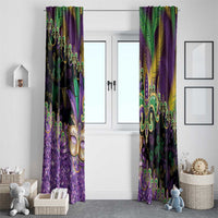 Fleur De Lis Mardi Gras Mask Window Curtain 504 NOLA Carnival Feathers Glitter Effect