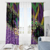 Fleur De Lis Mardi Gras Mask Window Curtain 504 NOLA Carnival Feathers Glitter Effect