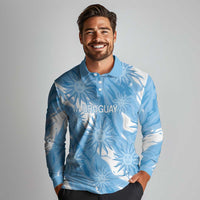 Uruguay 2026 Football Custom Long Sleeve Polo Shirt Vamos La Celeste Sol de Mayo Style