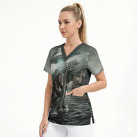 Bigfoot Loch Ness Monster UFO Believe Personalized Scrub Top World Cryptids Gothic Style