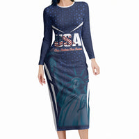 United States 2026 Soccer Custom Long Sleeve Bodycon Dress Go USA One Nation One Team