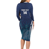 United States 2026 Soccer Custom Long Sleeve Bodycon Dress Go USA One Nation One Team