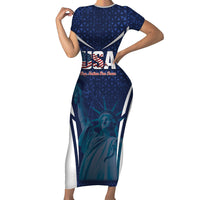 United States 2026 Soccer Custom Short Sleeve Bodycon Dress Go USA One Nation One Team