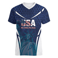 United States 2026 Soccer Custom Women V-Neck T-Shirt Go USA One Nation One Team