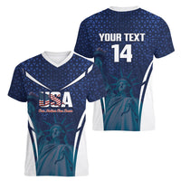 United States 2026 Soccer Custom Women V-Neck T-Shirt Go USA One Nation One Team
