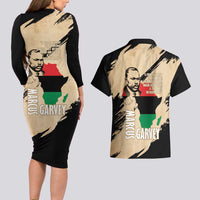 Marcus Garvey Day Couples Matching Long Sleeve Bodycon Dress and Hawaiian Shirt UNIA Flag Mix African Map - Wonder Print Shop