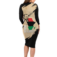 Marcus Garvey Day Family Matching Long Sleeve Bodycon Dress and Hawaiian Shirt UNIA Flag Mix African Map - Wonder Print Shop