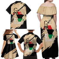 Marcus Garvey Day Family Matching Off Shoulder Maxi Dress and Hawaiian Shirt UNIA Flag Mix African Map - Wonder Print Shop