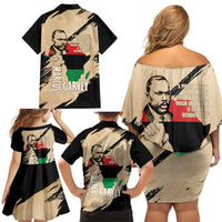 Marcus Garvey Day Family Matching Off Shoulder Short Dress and Hawaiian Shirt UNIA Flag Mix African Map - Wonder Print Shop