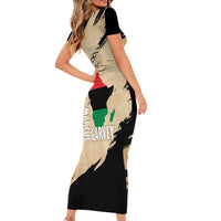 Marcus Garvey Day Family Matching Short Sleeve Bodycon Dress and Hawaiian Shirt UNIA Flag Mix African Map - Wonder Print Shop