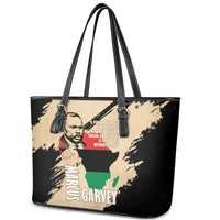 Marcus Garvey Day Leather Tote Bag UNIA Flag Mix African Map - Wonder Print Shop