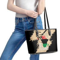 Marcus Garvey Day Leather Tote Bag UNIA Flag Mix African Map - Wonder Print Shop