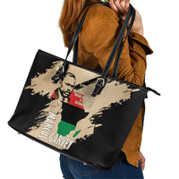 Marcus Garvey Day Leather Tote Bag UNIA Flag Mix African Map - Wonder Print Shop