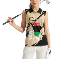 Marcus Garvey Day Women Sleeveless Polo Shirt UNIA Flag Mix African Map - Wonder Print Shop