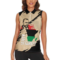 Marcus Garvey Day Women Sleeveless Polo Shirt UNIA Flag Mix African Map - Wonder Print Shop
