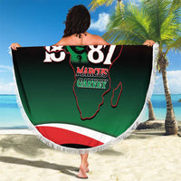 Marcus Garvey 1887 Beach Blanket African Map Curves Style - Wonder Print Shop