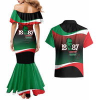 Marcus Garvey 1887 Couples Matching Mermaid Dress and Hawaiian Shirt African Map Curves Style - Wonder Print Shop