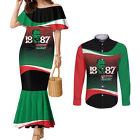 Marcus Garvey 1887 Couples Matching Mermaid Dress and Long Sleeve Button Shirt African Map Curves Style - Wonder Print Shop