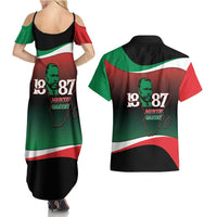 Marcus Garvey 1887 Couples Matching Summer Maxi Dress and Hawaiian Shirt African Map Curves Style - Wonder Print Shop