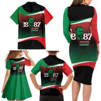 Marcus Garvey 1887 Family Matching Long Sleeve Bodycon Dress and Hawaiian Shirt African Map Curves Style - Wonder Print Shop