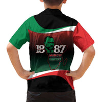 Marcus Garvey 1887 Family Matching Off The Shoulder Long Sleeve Dress and Hawaiian Shirt African Map Curves Style - Wonder Print Shop
