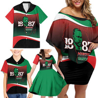 Marcus Garvey 1887 Family Matching Off Shoulder Short Dress and Hawaiian Shirt African Map Curves Style - Wonder Print Shop