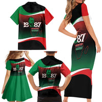 Marcus Garvey 1887 Family Matching Short Sleeve Bodycon Dress and Hawaiian Shirt African Map Curves Style - Wonder Print Shop