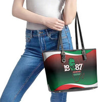 Marcus Garvey 1887 Leather Tote Bag African Map Curves Style - Wonder Print Shop