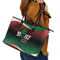 Marcus Garvey 1887 Leather Tote Bag African Map Curves Style - Wonder Print Shop