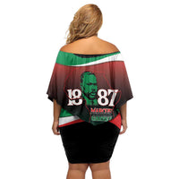 Marcus Garvey 1887 Off Shoulder Short Dress African Map Curves Style - Wonder Print Shop