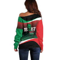 Marcus Garvey 1887 Off Shoulder Sweater African Map Curves Style - Wonder Print Shop
