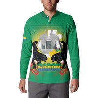 Gabon Independence Day Button Sweatshirt Memorial Leon Mba Monument - Wonder Print Shop