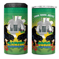 Gabon Independence Day 4 in 1 Can Cooler Tumbler Memorial Leon Mba Monument - Wonder Print Shop