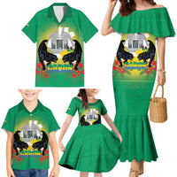 Gabon Independence Day Family Matching Mermaid Dress and Hawaiian Shirt Memorial Leon Mba Monument - Wonder Print Shop