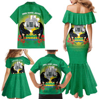 Gabon Independence Day Family Matching Mermaid Dress and Hawaiian Shirt Memorial Leon Mba Monument - Wonder Print Shop