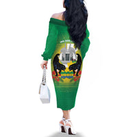 Gabon Independence Day Family Matching Off The Shoulder Long Sleeve Dress and Hawaiian Shirt Memorial Leon Mba Monument - Wonder Print Shop