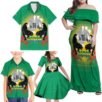 Gabon Independence Day Family Matching Off Shoulder Maxi Dress and Hawaiian Shirt Memorial Leon Mba Monument - Wonder Print Shop