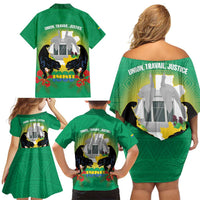 Gabon Independence Day Family Matching Off Shoulder Short Dress and Hawaiian Shirt Memorial Leon Mba Monument - Wonder Print Shop