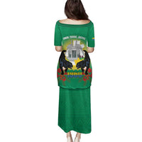 Gabon Independence Day Family Matching Puletasi and Hawaiian Shirt Memorial Leon Mba Monument - Wonder Print Shop