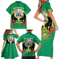 Gabon Independence Day Family Matching Short Sleeve Bodycon Dress and Hawaiian Shirt Memorial Leon Mba Monument - Wonder Print Shop
