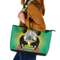 Gabon Independence Day Leather Tote Bag Memorial Leon Mba Monument - Wonder Print Shop