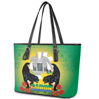 Gabon Independence Day Leather Tote Bag Memorial Leon Mba Monument - Wonder Print Shop