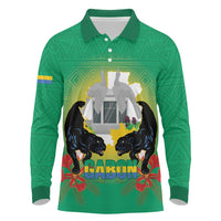 Gabon Independence Day Long Sleeve Polo Shirt Memorial Leon Mba Monument - Wonder Print Shop